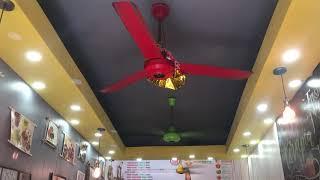 KDK Industrial Ceiling Fans at Smoothie Place (Red/Green/Yellow)