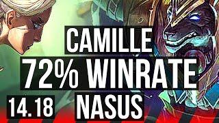 CAMILLE vs NASUS (TOP) | 72% winrate, 6 solo kills, Godlike | EUW Master | 14.18