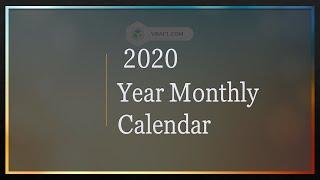 2020 Year Monthly Calendar