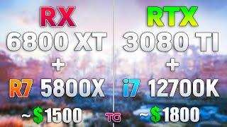 RX 6800 XT + Ryzen 7 5800X vs RTX 3080 Ti + i7 12700K - Test in 1080p & 4K