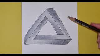 How to draw a Penrose Triangle | Tutorial | Easy for beginners