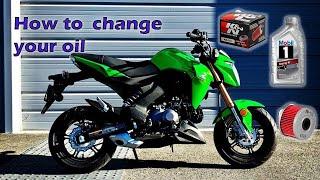 How to change oil on Kawasaki Z125 Pro