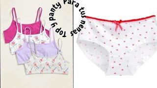 conjunto de ropa interior para niña,top y panty, tallas 6--10 patrones paso a paso