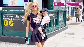 Paris Hilton Stuns In A Black Mini-Skirt & Barbie Shirt While Out Shopping With Son Phoenix Barron