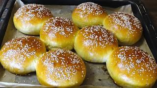 Gentle Fluffy Cotton Buns With Sesame. Suitable for sandwiches and hamburgers!