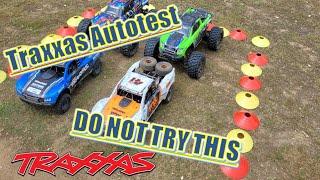 Traxxas X-Maxx and UDR doing an autotest - do not try this!!!!