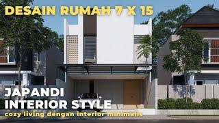 DESAIN RUMAH 7X15 METER DENGAN INTERIOR JAPANDI | 2 LANTAI & 3 KAMAR | JASA ARSITEK ONLINE