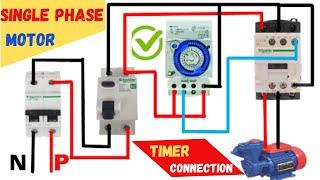 single phase motor timer connection | how to connect contactor | mian electric