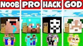 Minecraft: FAMILY HEAD BLOCK HOUSE BUILD CHALLENGE - NOOB vs PRO vs HACKER vs GOD in Minecraft