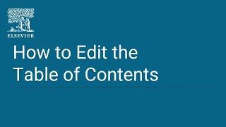 How to Edit the Table of Contents (TOC)