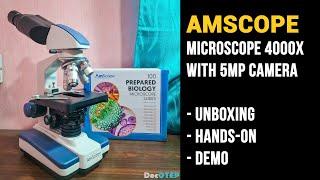 AMSCOPE Microscope 4000X with 5MP Camera to Computer (Unboxing, Hands-on and Demo)