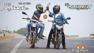 TVS Raider 125cc Vs TVS Apache 160 4V | Drag Race | Unbelievable Results | UP65 Racers