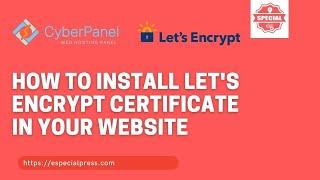 How To Install Lets Encrypt SSL Certificate In Cyberpanel