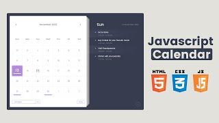 Modern Calendar with Todo in HTML, CSS and JS Part 2 | JavaScript Events Calendar