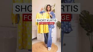 Short Kurtis For College #shortkurti #kurtis #collegeoutfits #ashortaday #shortkurtiwithjeans