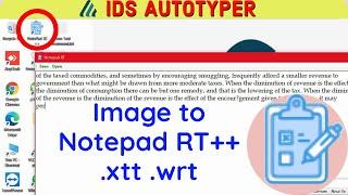 Image to NOTEPAD RT++ .xtt / NOTEPAD PLUS .wrt Conversion Autotyper JPEG to Notepad RT++ Data Entry