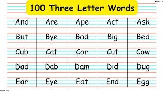 100 Three Letter Words, 100 3 letters words, Three letter words, 100 three letter words, 3 letters