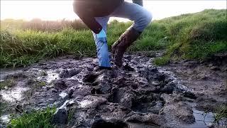 Riding boots sink into the clay and get really stuck