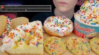 VNM ASMR birthday cake cookie ice cream sandwich donut pie mukbang bites only