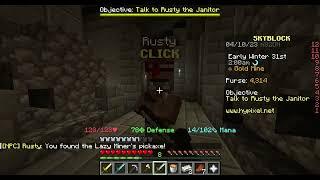 Hypixel skyblock quest guide EP 16 talk to rusty the janitor