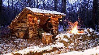 Solo Bushcraft Shelter Camping in the Snow