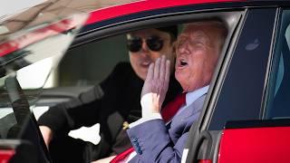 Donald Trump buys a Tesla from Elon Musk, answers questions [RAW]