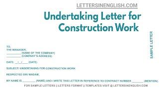 Undertaking Letter For Construction Work - Sample Letter From Contractor for Construction
