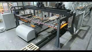 Automatic wooden pallet deck and leg assembly line