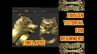 BEAR RING TIMELAPSE|zbrush tutorial beginner hindi|zbrush timelapse|zbrush jewelry tutorial in hindi