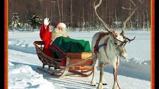 Departure of Santa Claus & reindeer for Christmas night  Father Christmas in Lapland for kids