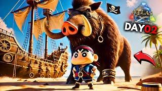 SHINCHAN Finally Taming THE GIANT PIG to Become the Pirate King Ark Survival Evolved Atlas With CHOP