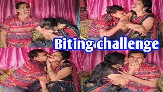 Biting challenge with husband wife ll मुँह हाथ काट लिया ll biting challenge 