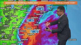 Debby continues dumping rain in the southeast