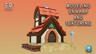 maya tutorial : stylized hut Modeling a Hut in Maya Tutorial Making 3D Scene Step by Step TIMELAPSE