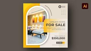 Real Estate Instagram post Design in Adobe Illustrator