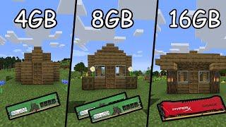 Minecraft 4GB RAM vs 8GB RAM vs 16GB RAM FPS TEST