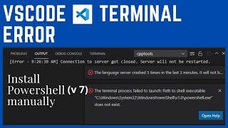 VSCode Terminal Error Fix | Install Powershell (v7) manually | Powershell missing error fix | 100%W