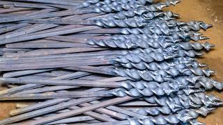 Auger Making: Forging Process of Wood Auger, Survival Bushcraft Hand Drill Large Scale Manufacturing