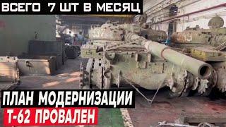 План по модернизации древних Т-62 провален! Всего 7 танков в месяц!