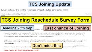 TCS Joining Reschedule Update | TCS Ninja | TCS Digital | Survey Form | Joining Letter #tcs #ninja