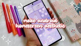 make your android homescreen aesthetic  pastel purple theme 