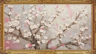 Cherry Blossoms in Spring | Pink Floral Gold Frame TV Art with Chill Jazz in 4K HD