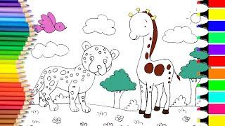 How to color Giraffe || How to colour a Cheetah || Animal Coloring Pages