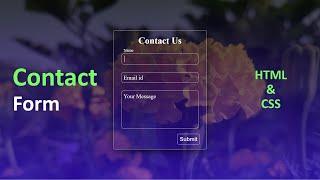 Transparent Contact Form Using html & css