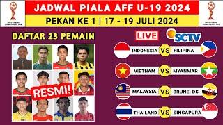 Jadwal Piala AFF U-19 2024 - Indonesia vs Filipina - Klasemen AFF U19 2024 - AFF U-19 2024 Terbaru