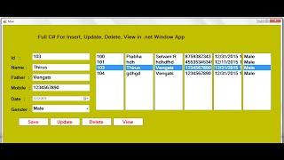 Fully C# Save, Insert, Update, Delete, View, Search, Clear in Visual studio