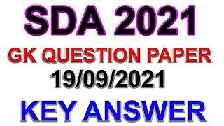 SDA 2021 GK QUESTION PAPER KEY ANSWERS /2021 SDA GK QUESTION PAPER ANSWER KEY