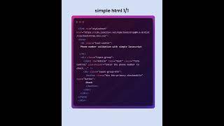 Phone Number Validation Create Using Html Css and Javascript #shorts mobile number validation