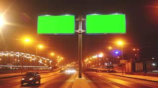 Green screen billboard with a green screen on a streets