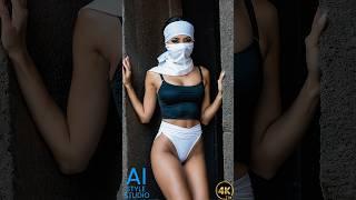 4K AI Art Lookbook Video of Arabian AI Girl ｜ Elegant Arab Girl in Stylish White Bandana Mask